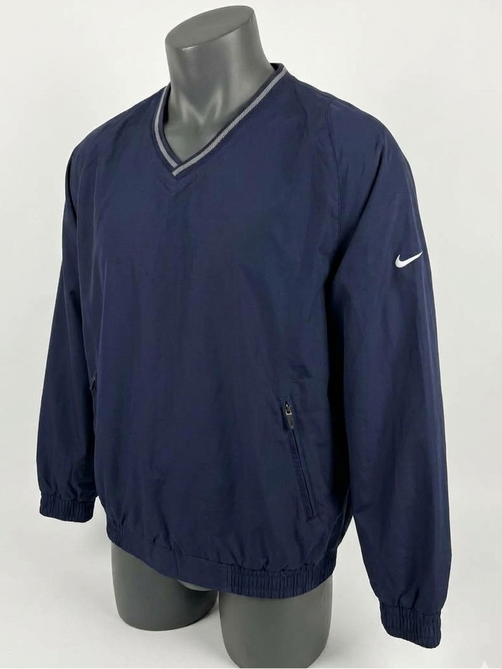 VTG Nike Golf V-Neck Pullover Windbreaker Jacket Navy Blue Men's Size XL
